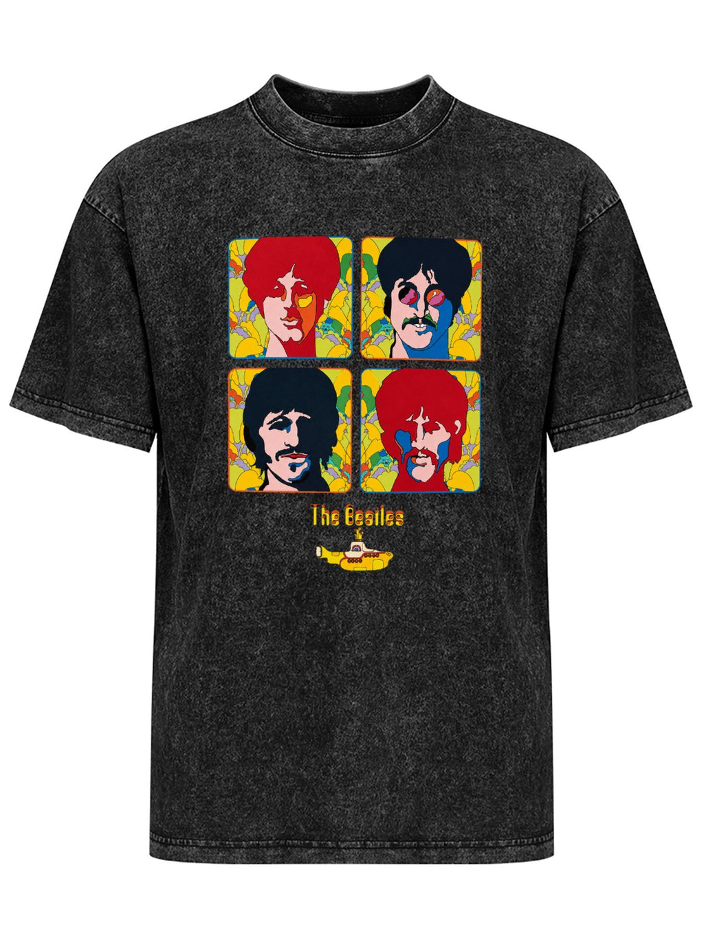 The Beatles Yellow Submarine Psychedelic Portrait Graphic T-Shirt