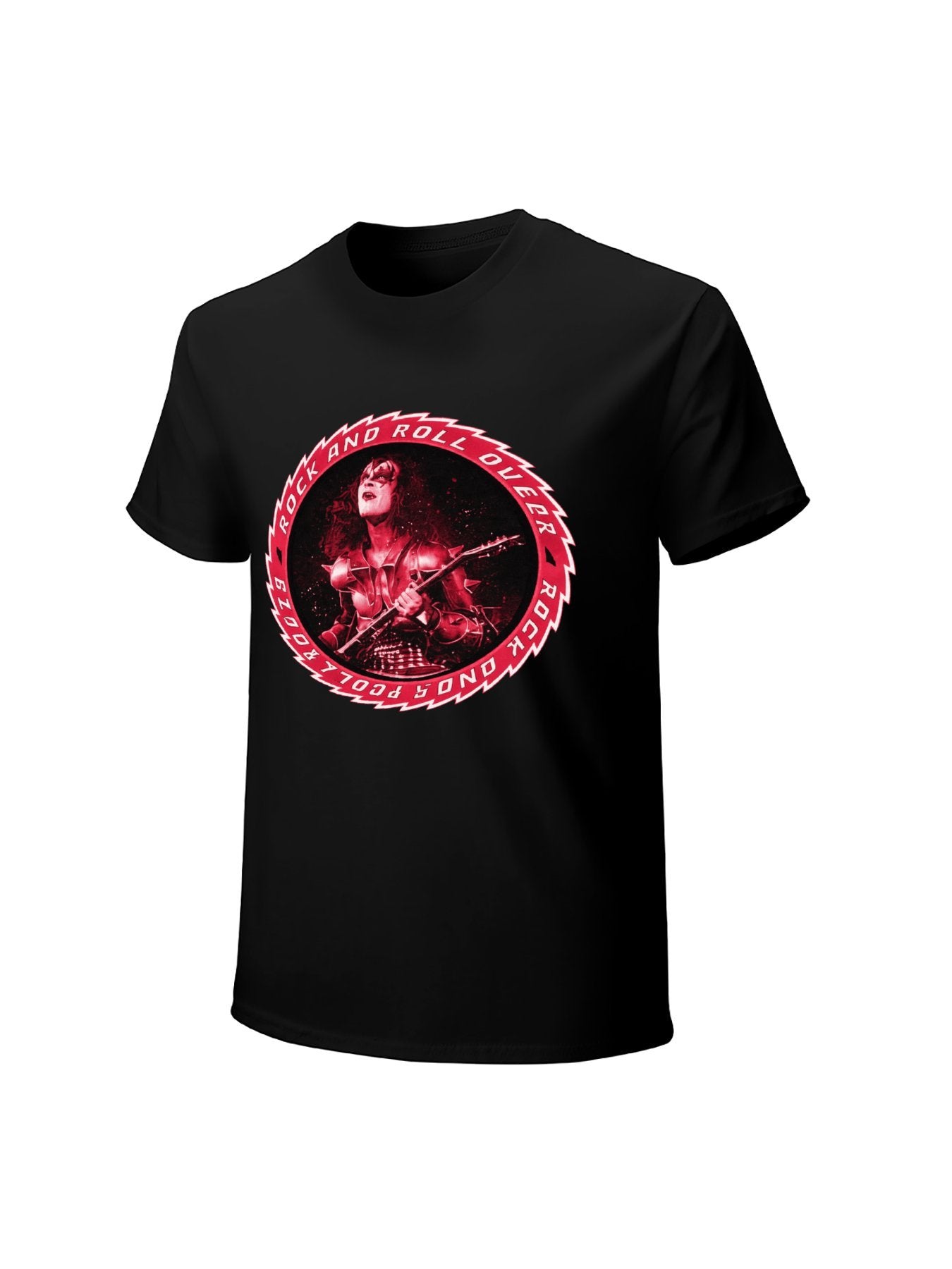 KISS Rock and Roll Over Red Circle Graphic T-Shirt