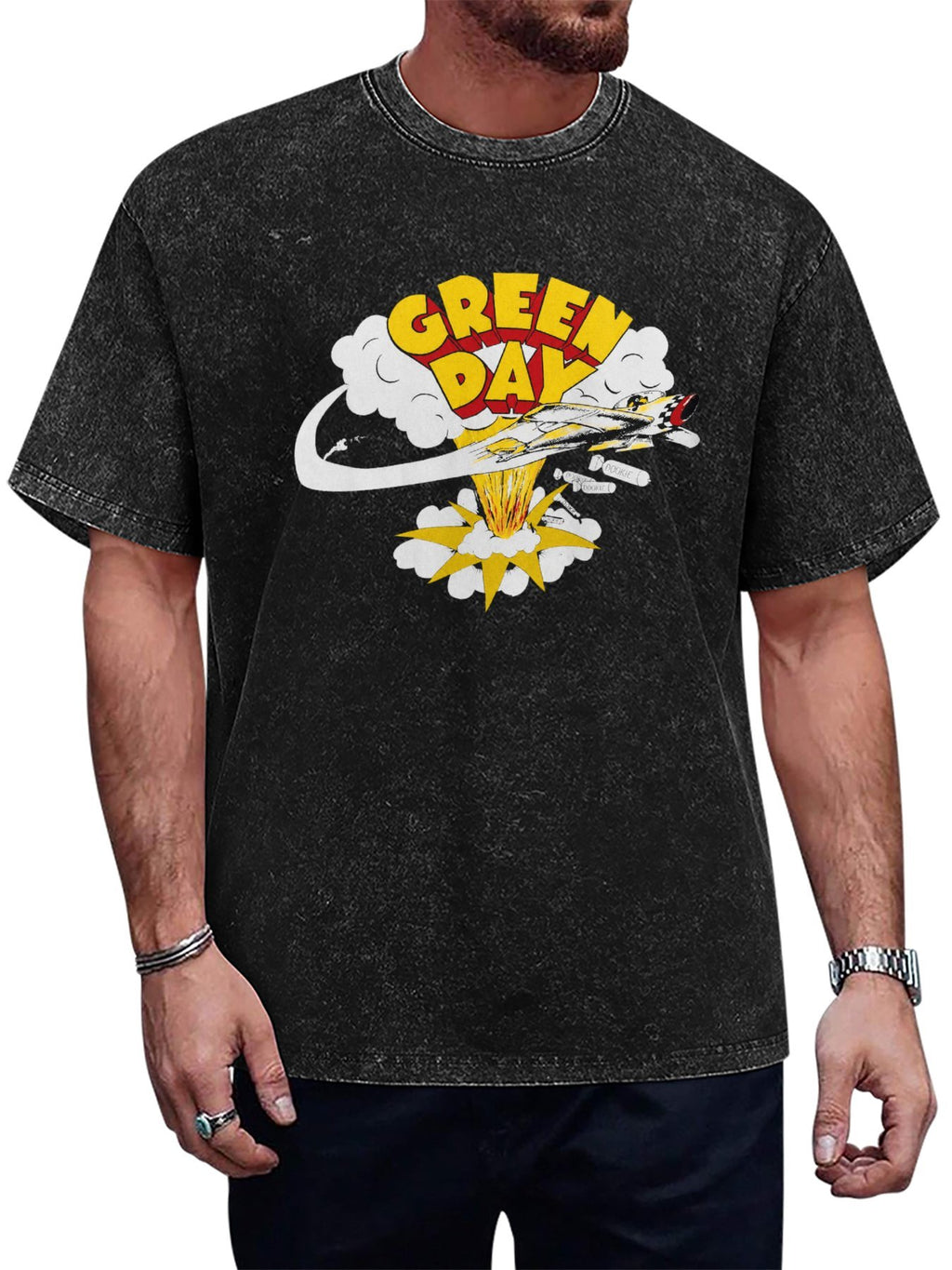 Green Day Jet Explosion Graphic T-Shirt