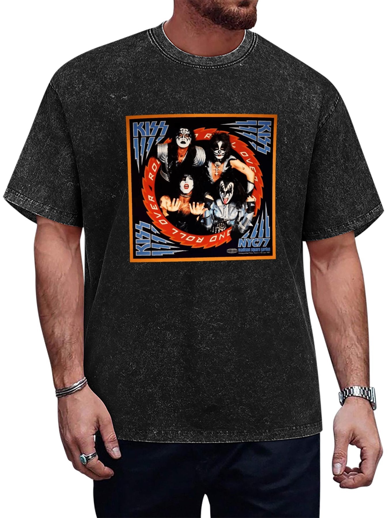 Vintage Washed KISS NYC ’77 Rock and Roll Over Graphic T-Shirt