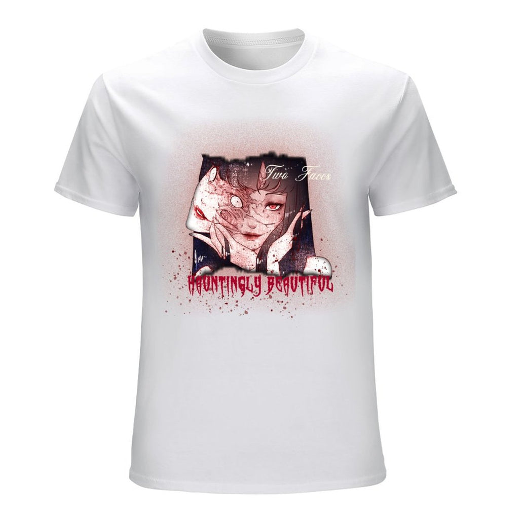 Hauntingly Beautiful Two Faces Graphic White T-Shirt