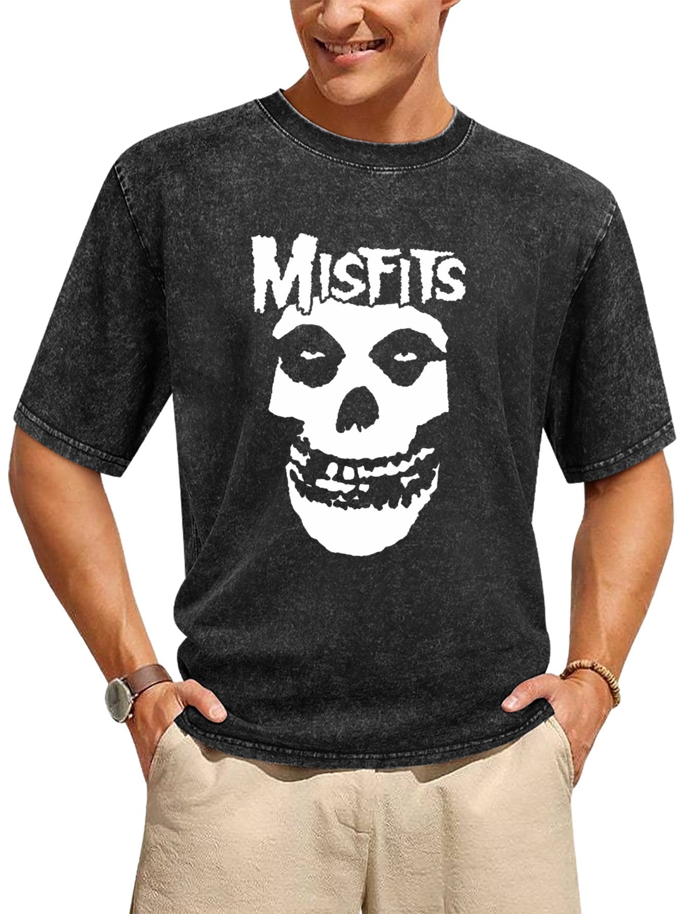Misfits White Fiend Skull Logo Graphic T-Shirt