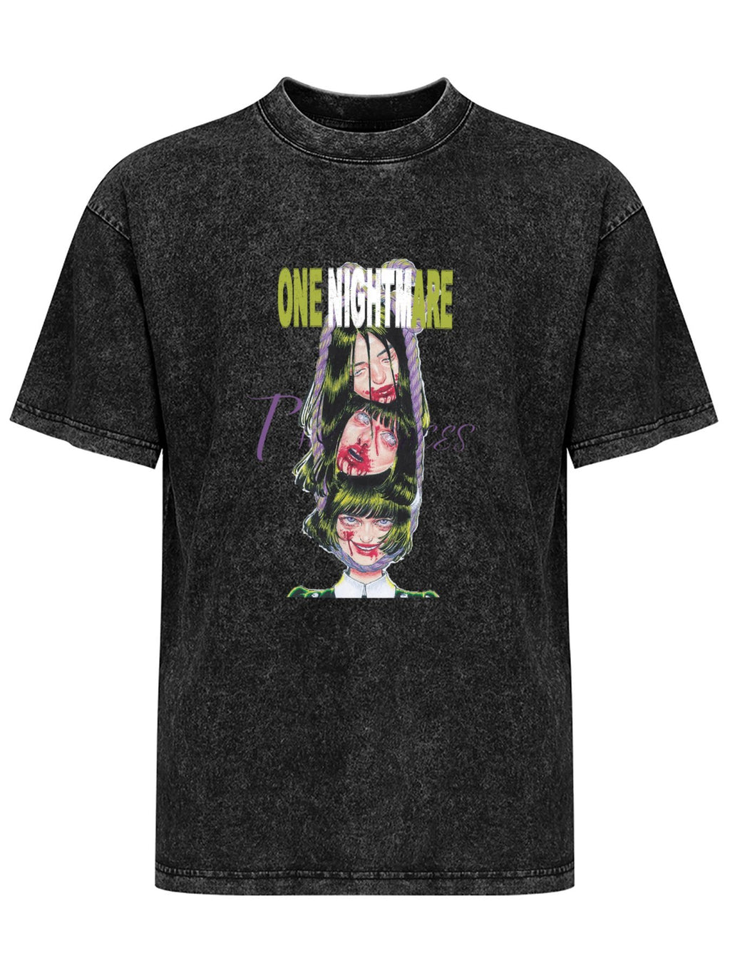 One Nightmare Horror Graphic Vintage Washed T-Shirt