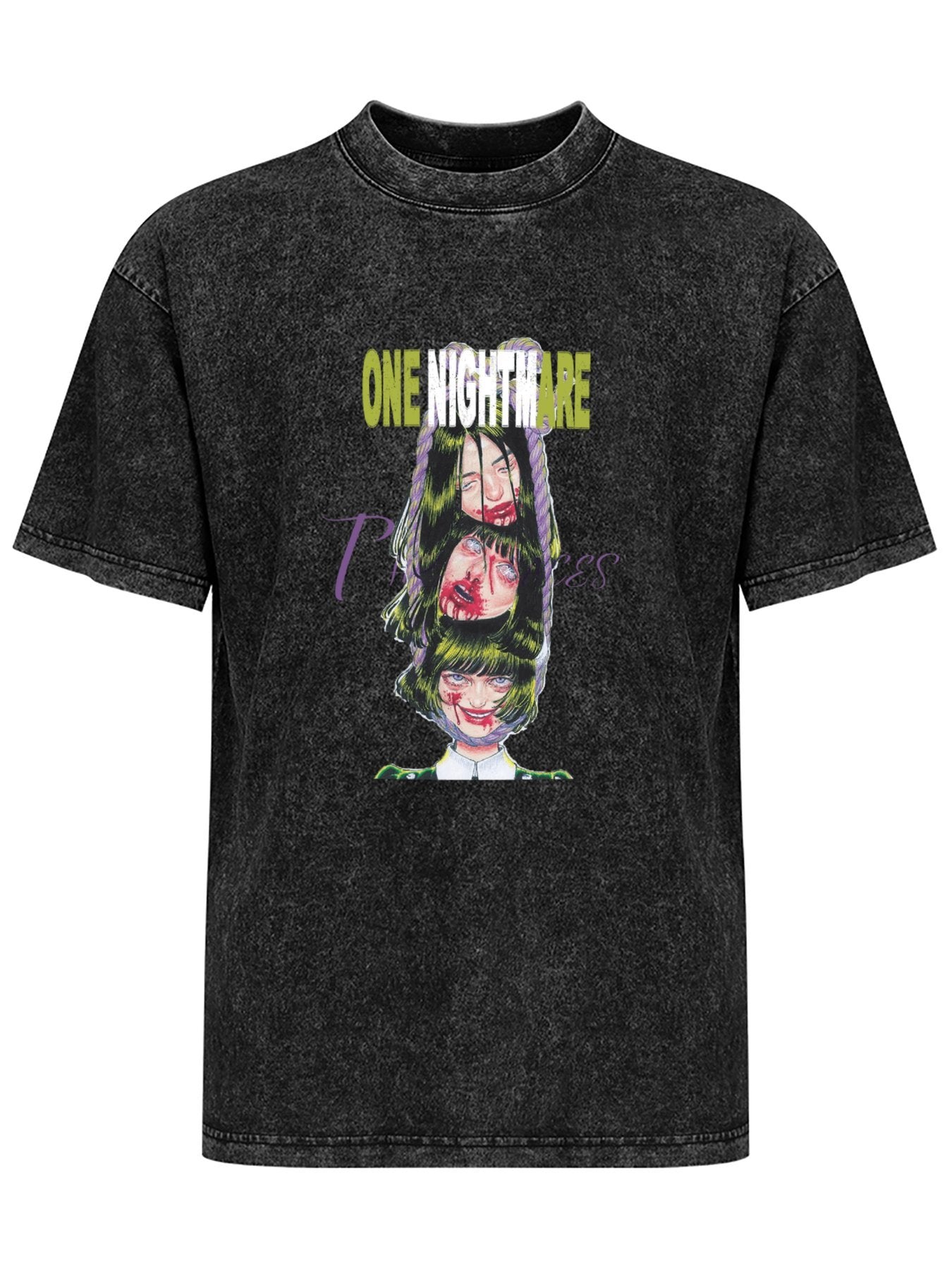 One Nightmare Horror Graphic Vintage Washed T-Shirt