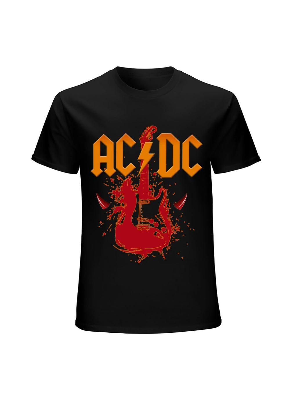AC/DC Red Guitar Horn Graphic T-Shirt