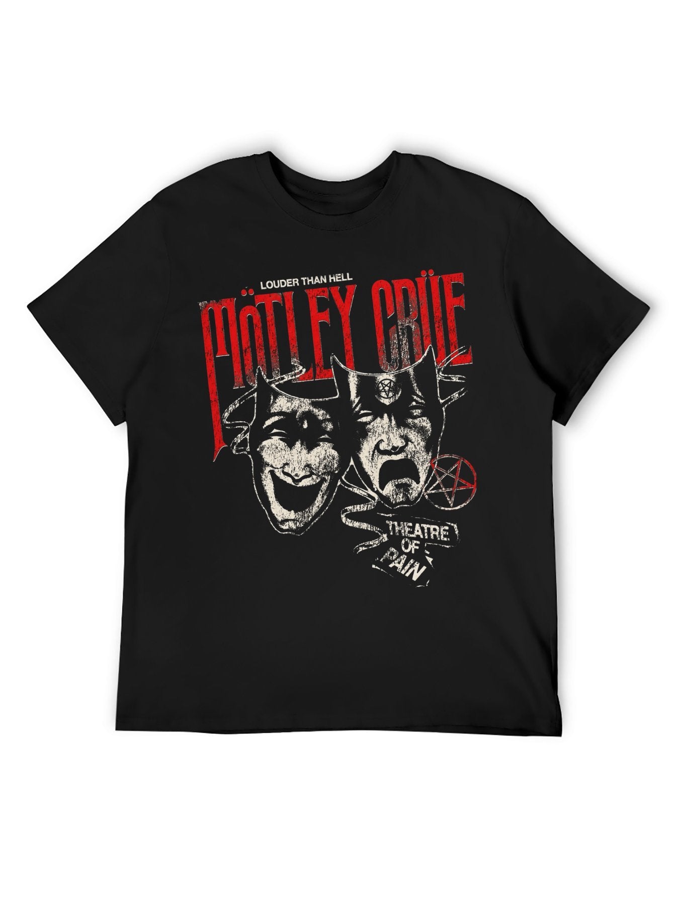 Mötley Crüe Louder Than Hell Theatre Masks Graphic T-Shirt