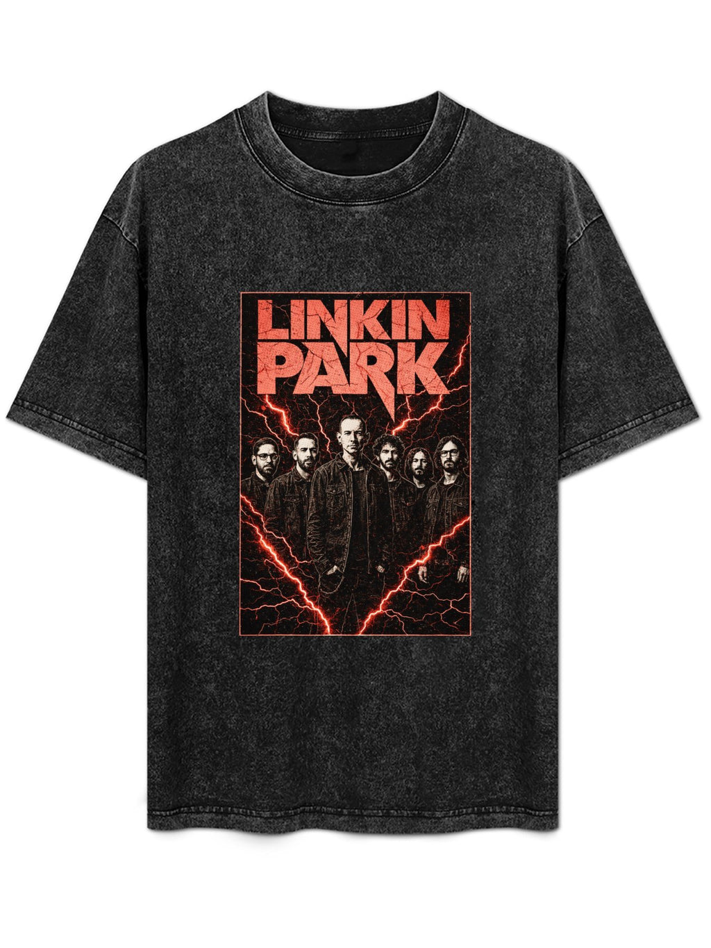 Vintage Washed Linkin Park Lightning Band Graphic T-Shirt