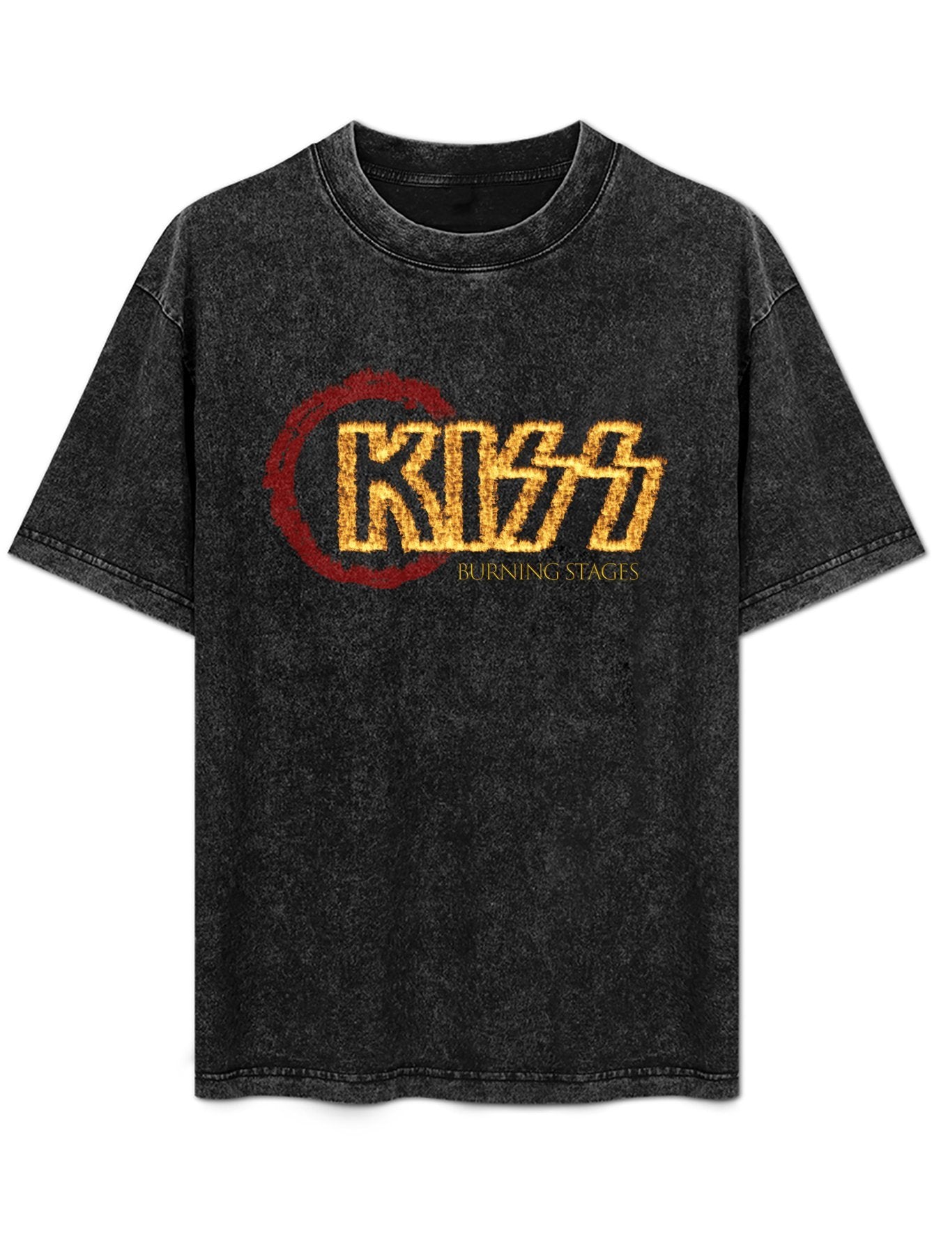 Vintage Washed KISS Burning Stages Graphic T-Shirt
