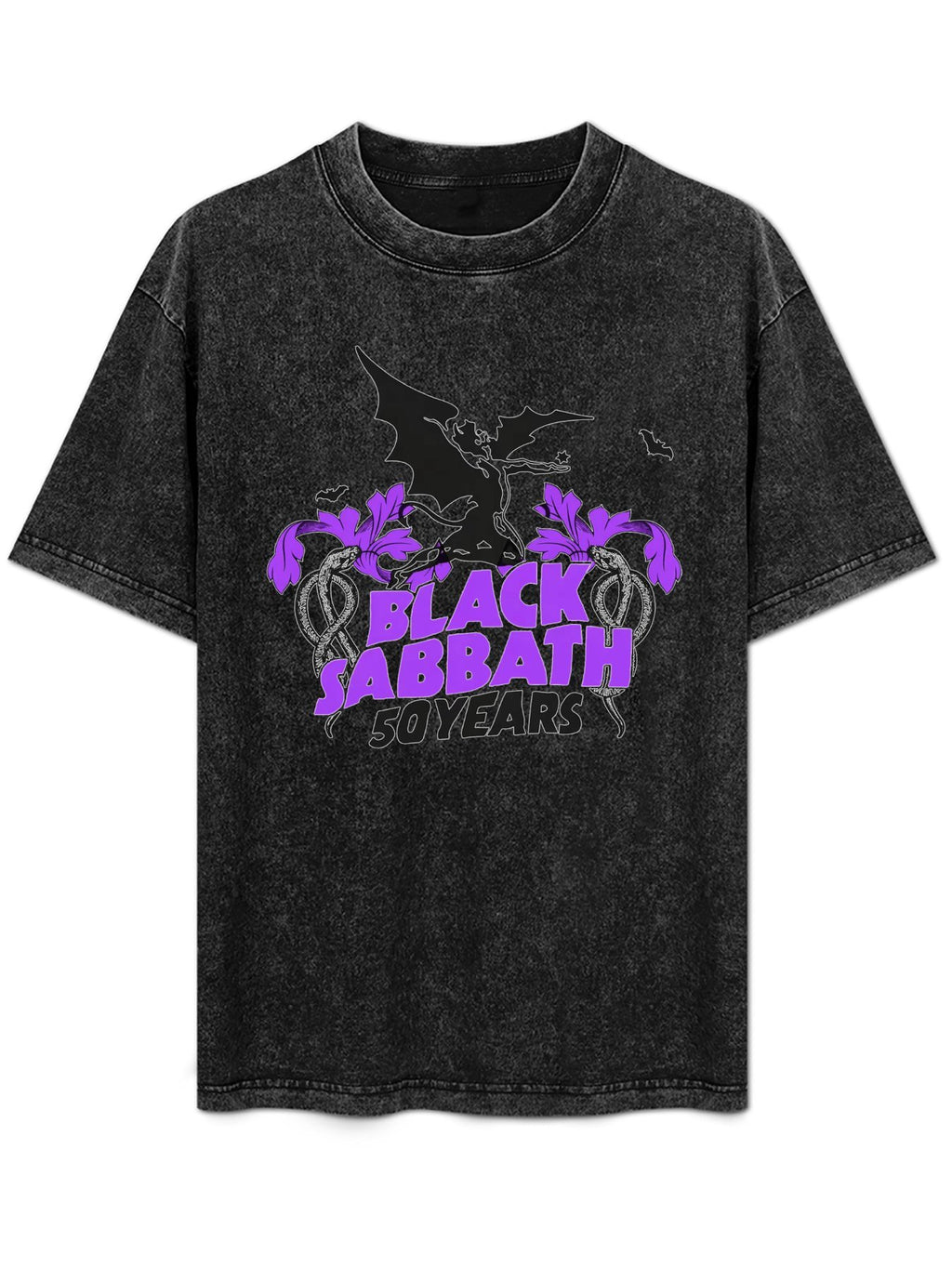 Vintage Washed Black Sabbath 50 Years Purple Graphic T-Shirt
