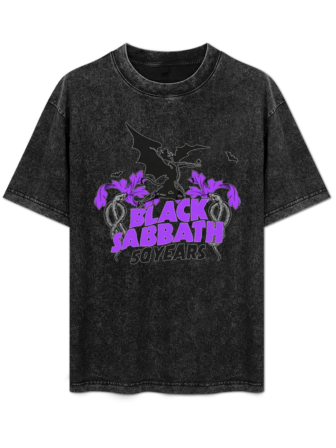 Vintage Washed Black Sabbath 50 Years Purple Graphic T-Shirt
