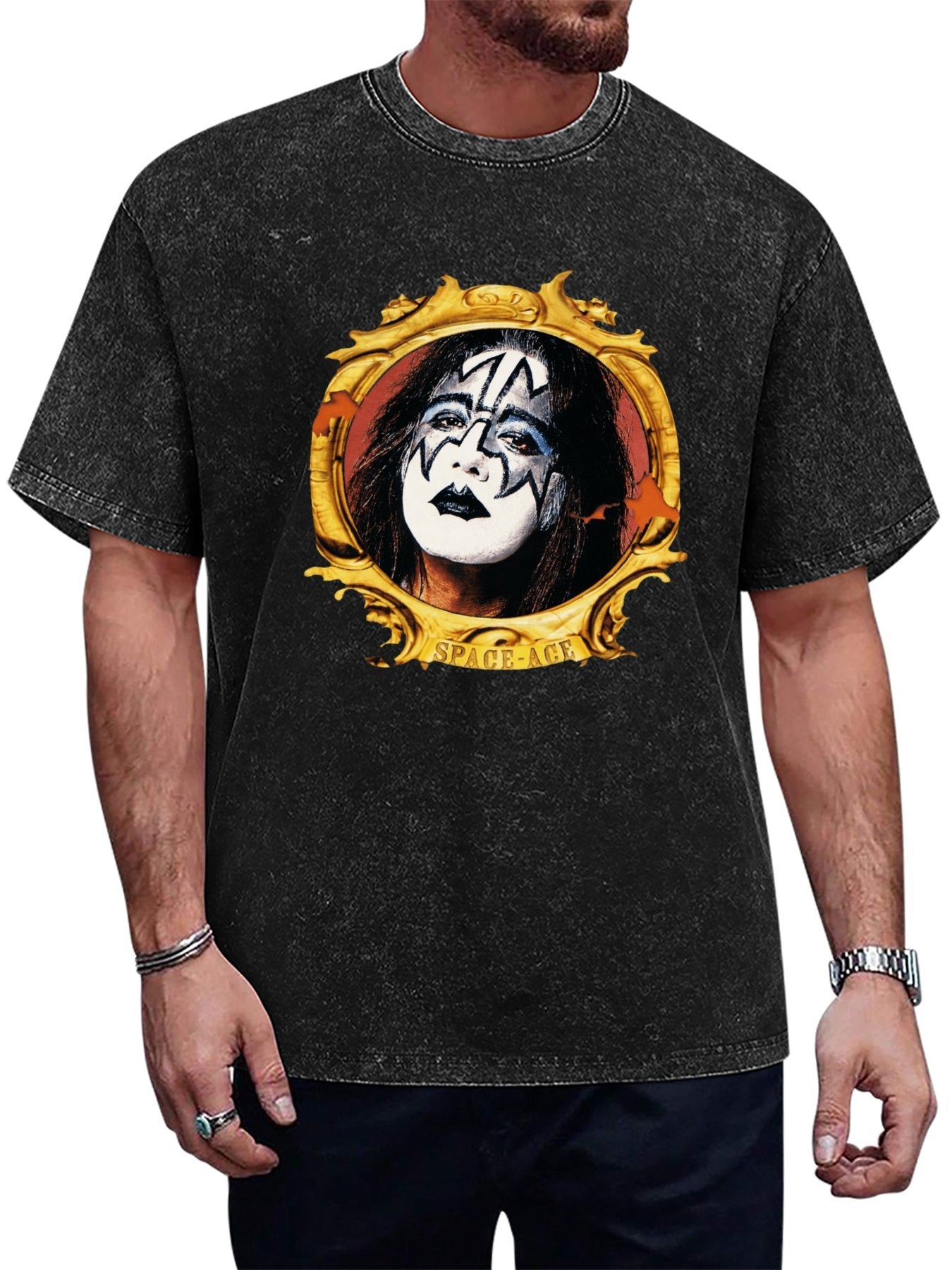 Vintage Washed Space Ace Framed Portrait Graphic T-Shirt
