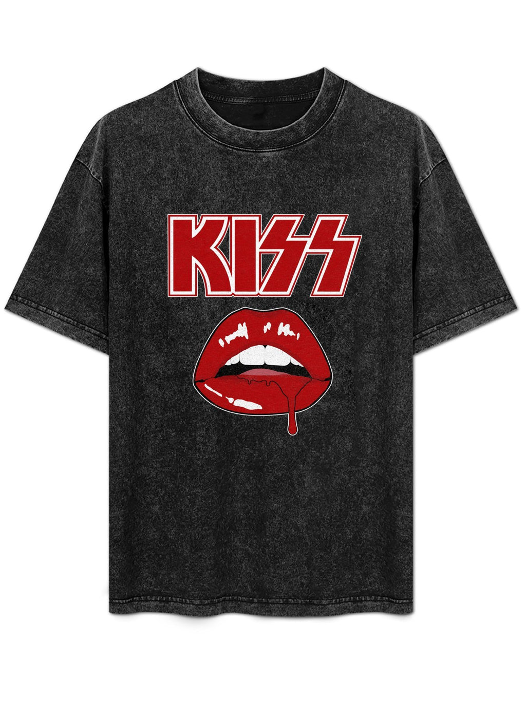 KISS Red Lips Drip Vintage Graphic T-Shirt