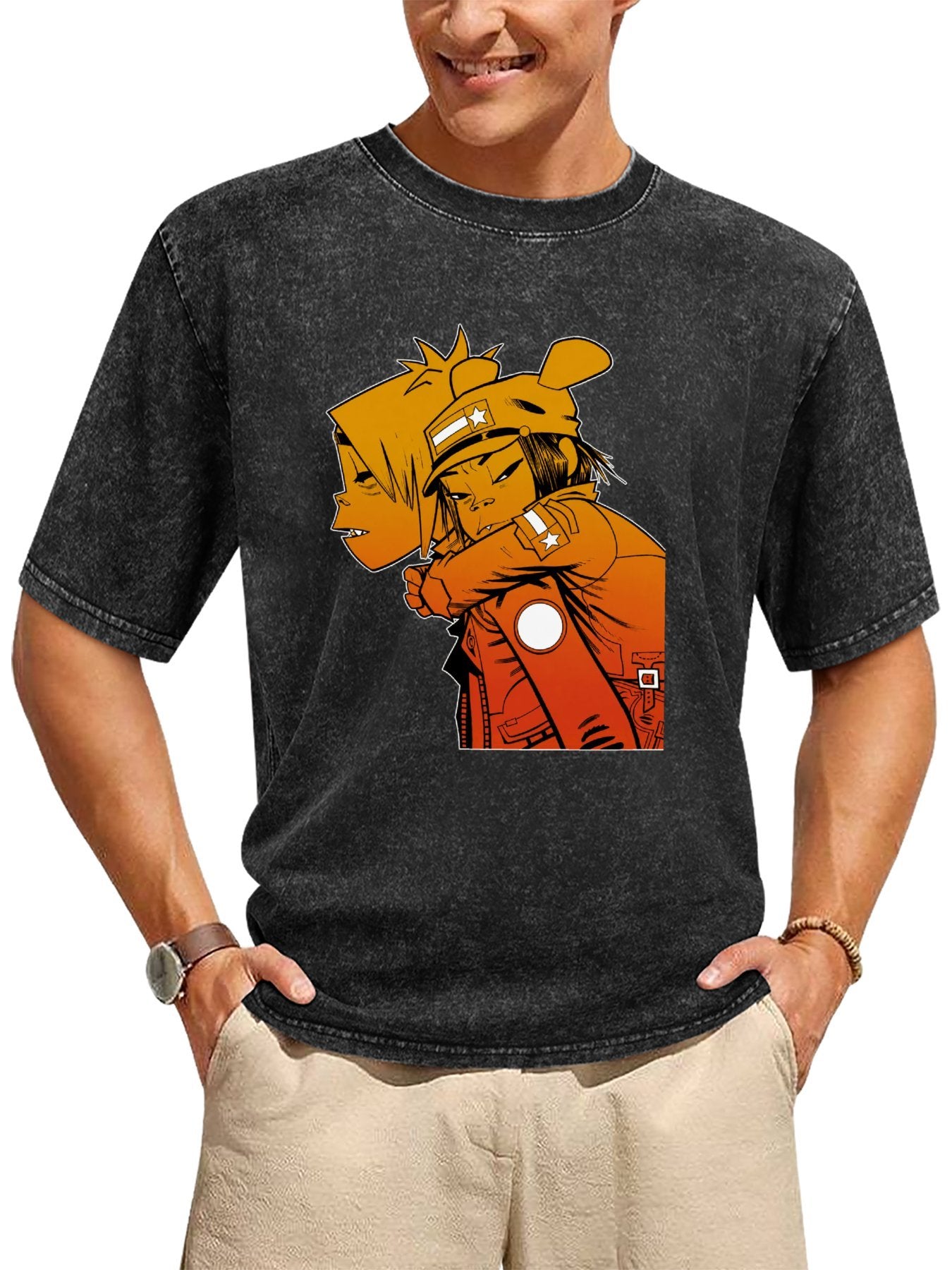 Gorillaz Noodle and 2-D Character Artwork Graphic T-Shirt