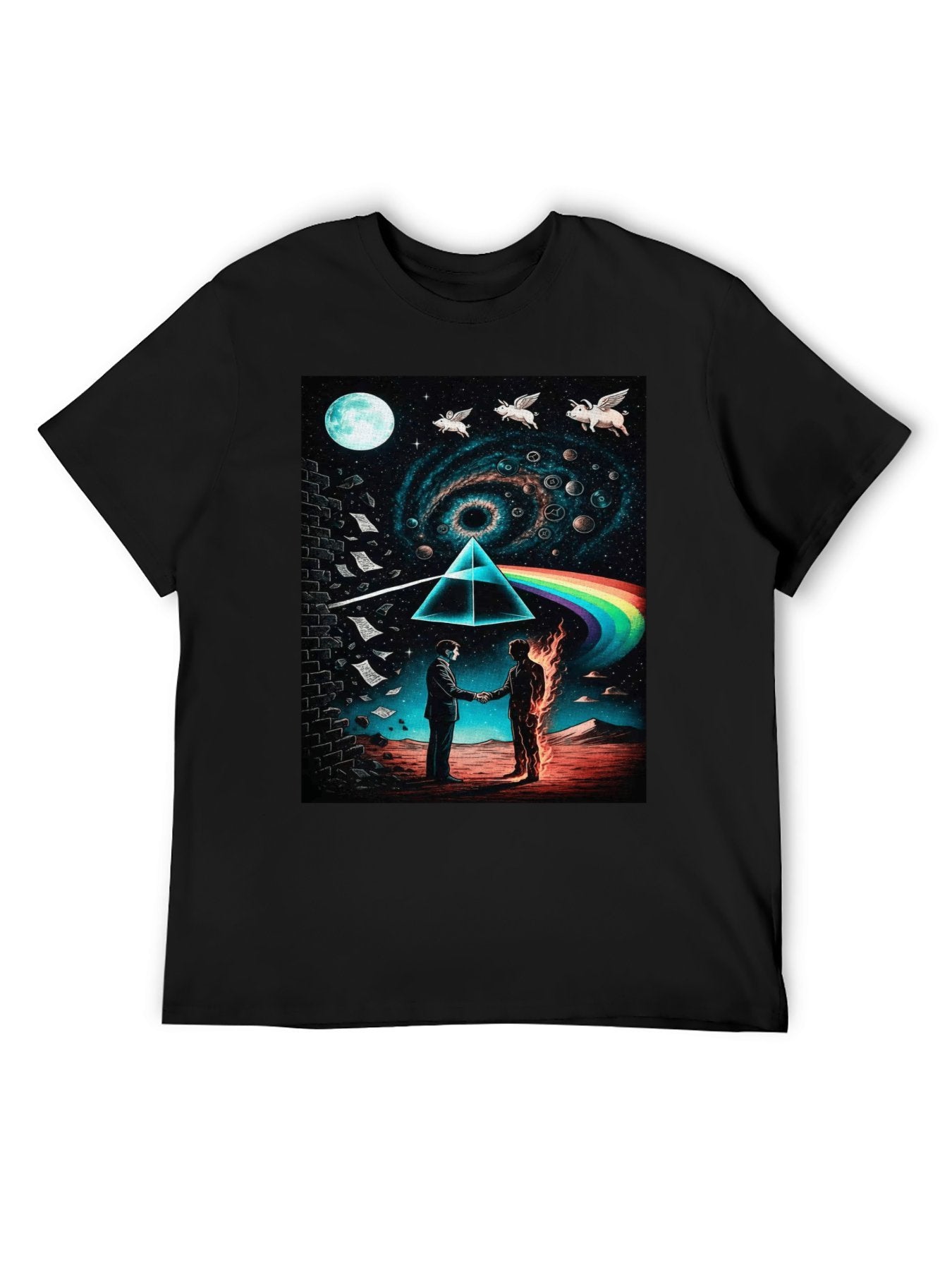 Pink Floyd Prism Handshake Surreal Rock T-Shirt