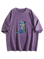 Abstract Cubist Portrait Washed Graphic T-Shirt