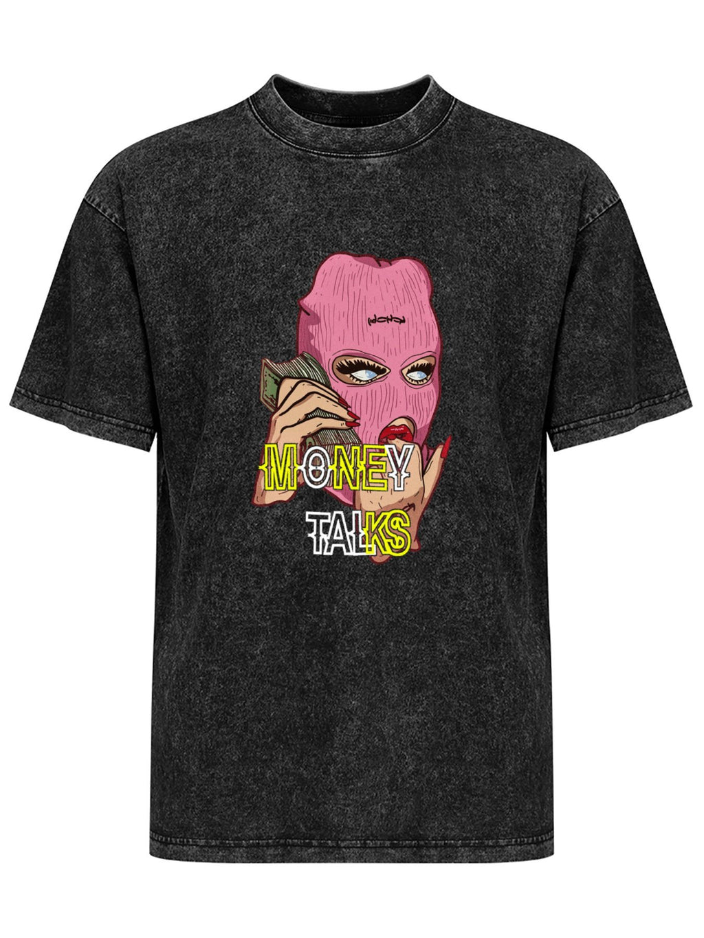 Money Talks Mask Graphic Vintage Washed T-Shirt