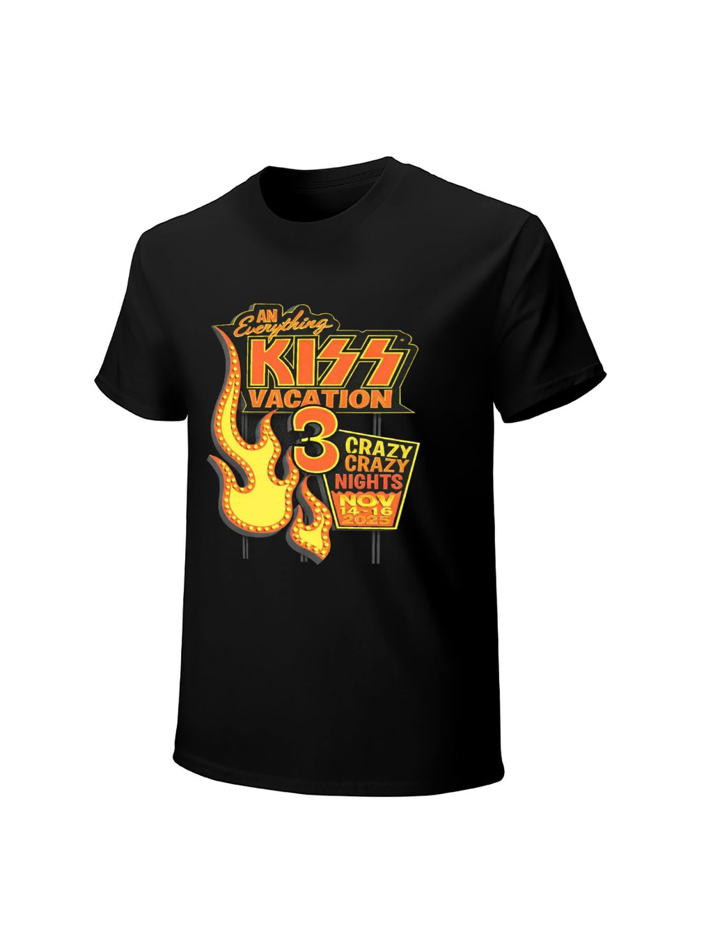 KISS Vacation 3 Crazy Nights Neon Flame Graphic T-Shirt