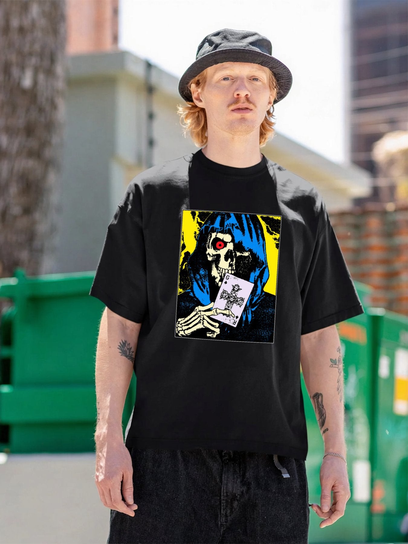 Grim Reaper Playing Card Graphic T-Shirt