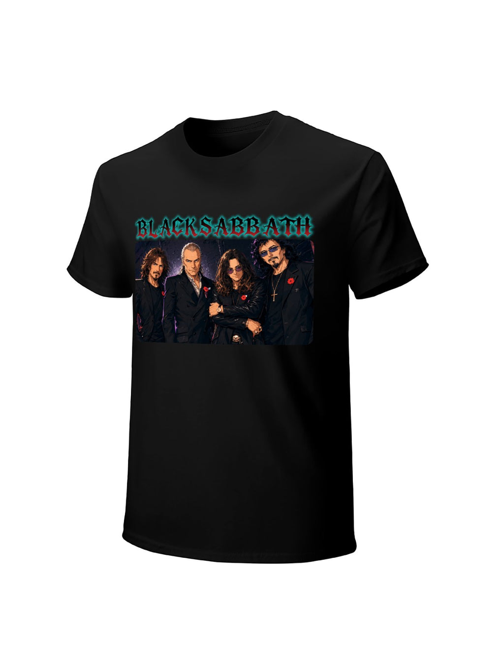 Black Sabbath Illustrated Band Portrait Graphic T-Shirt