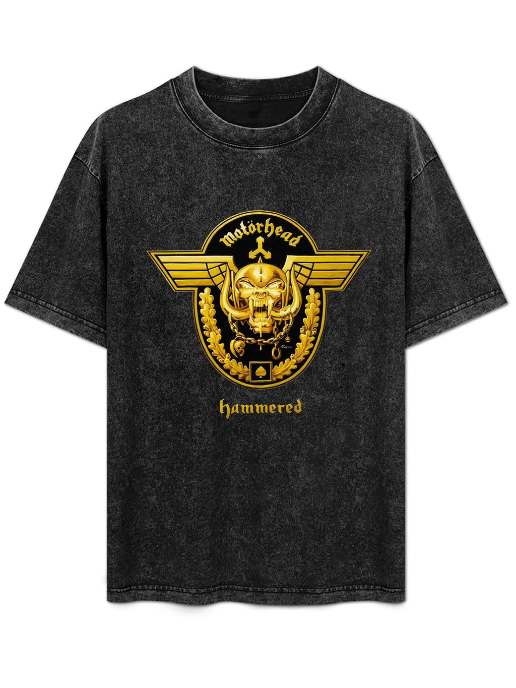Vintage Washed Motörhead Hammered Gold Emblem Graphic T-Shirt