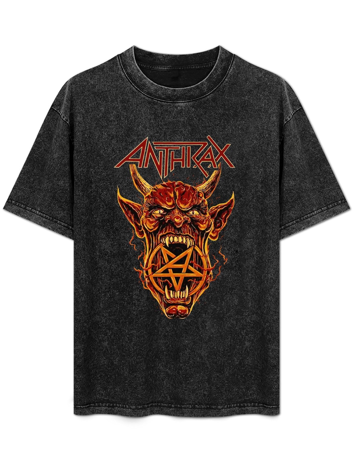 Vintage Washed Anthrax Demon Pentagram Graphic T-Shirt