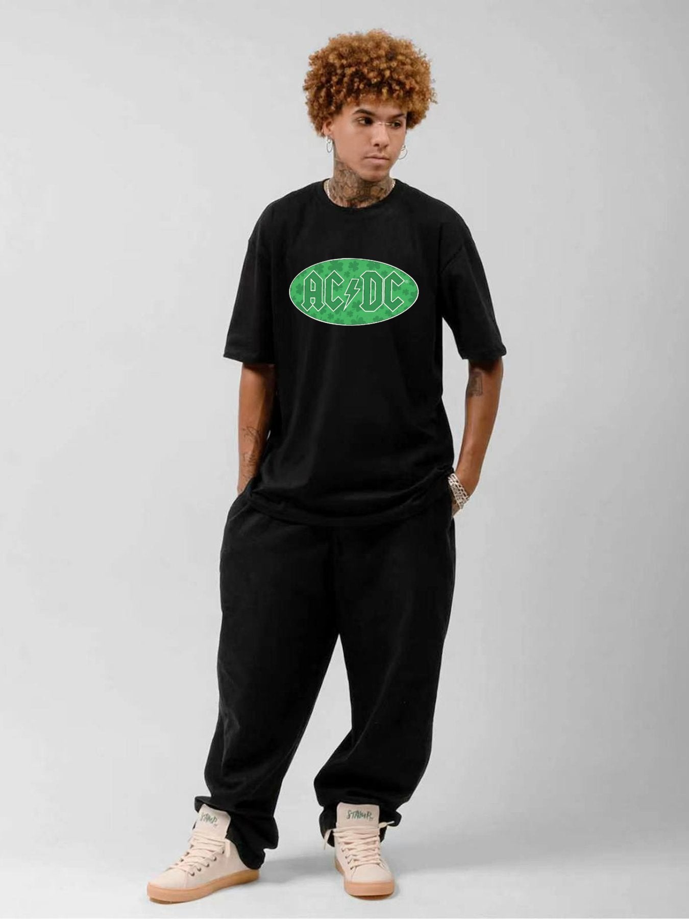 AC/DC Green Shamrock Logo St. Patrick’s Day T-Shirt
