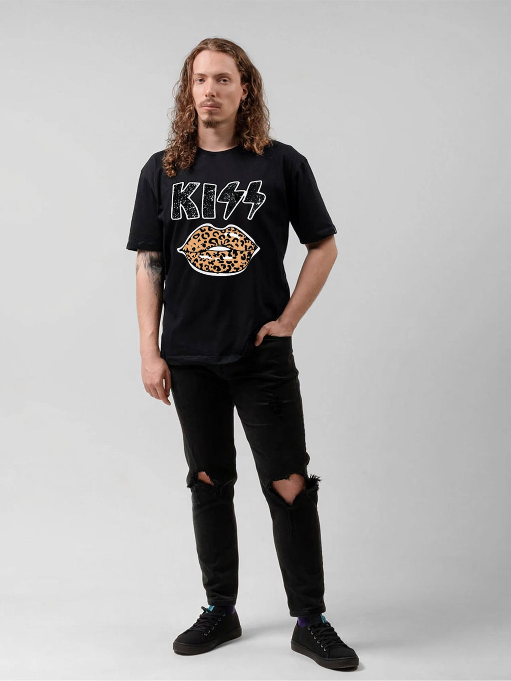 KISS Leopard Lips Logo Graphic T-Shirt