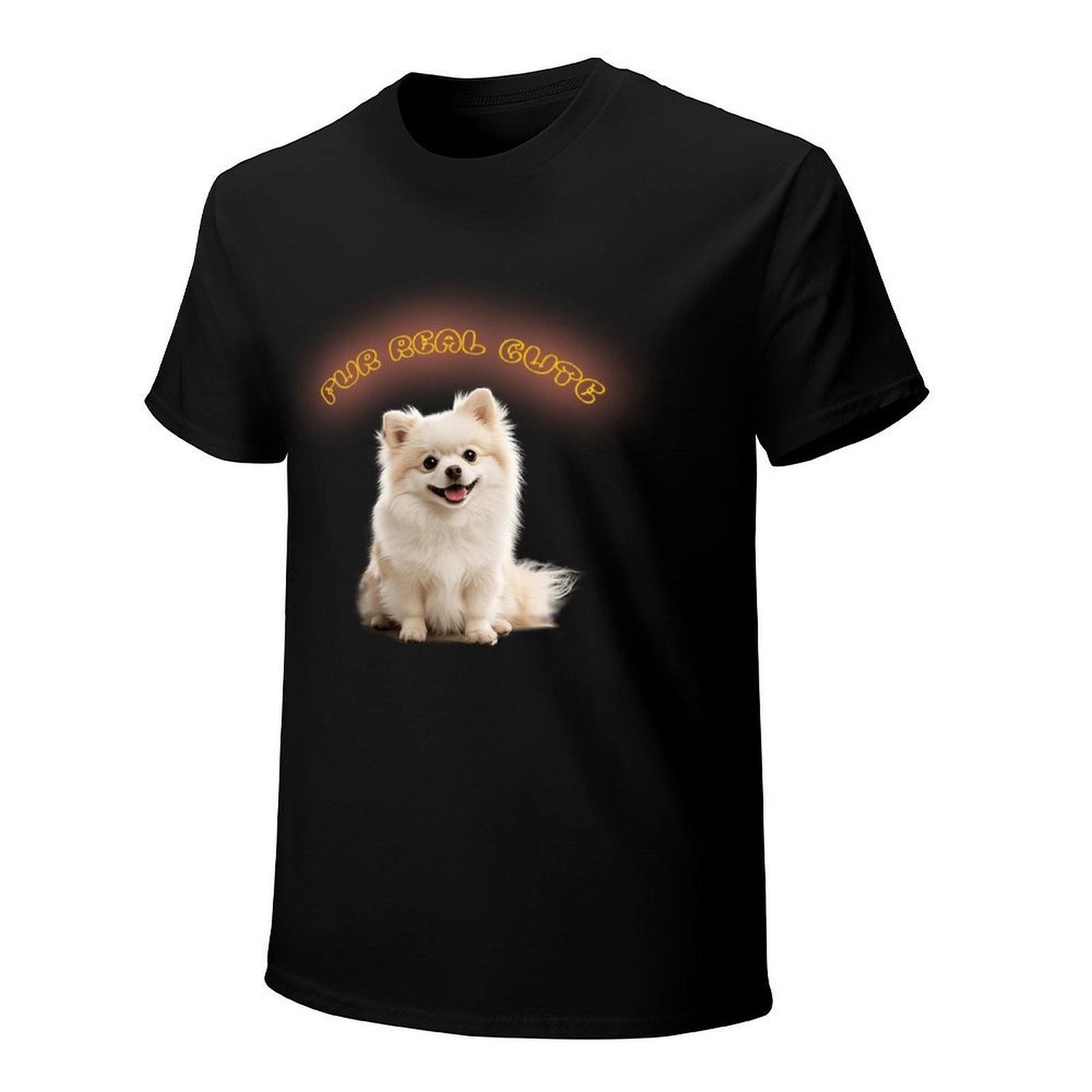 Fur Real Cute Pomeranian Graphic Black T-Shirt