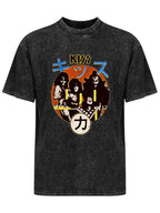 Vintage Washed KISS Japanese Retro Band Graphic T-Shirt