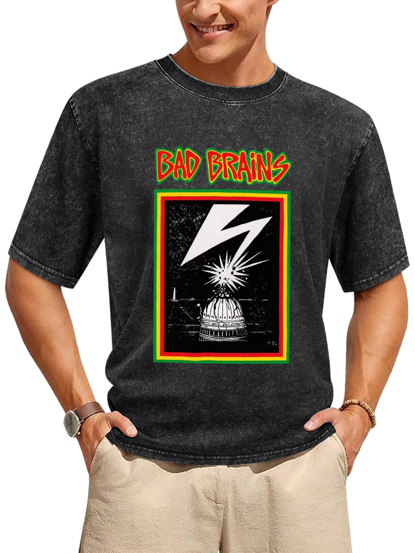 Vintage Washed Bad Brains Lightning Graphic T-Shirt
