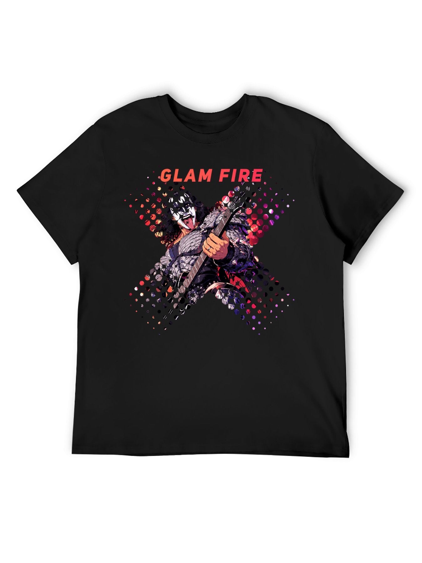 Glam Fire Guitarist Graphic T-Shirt