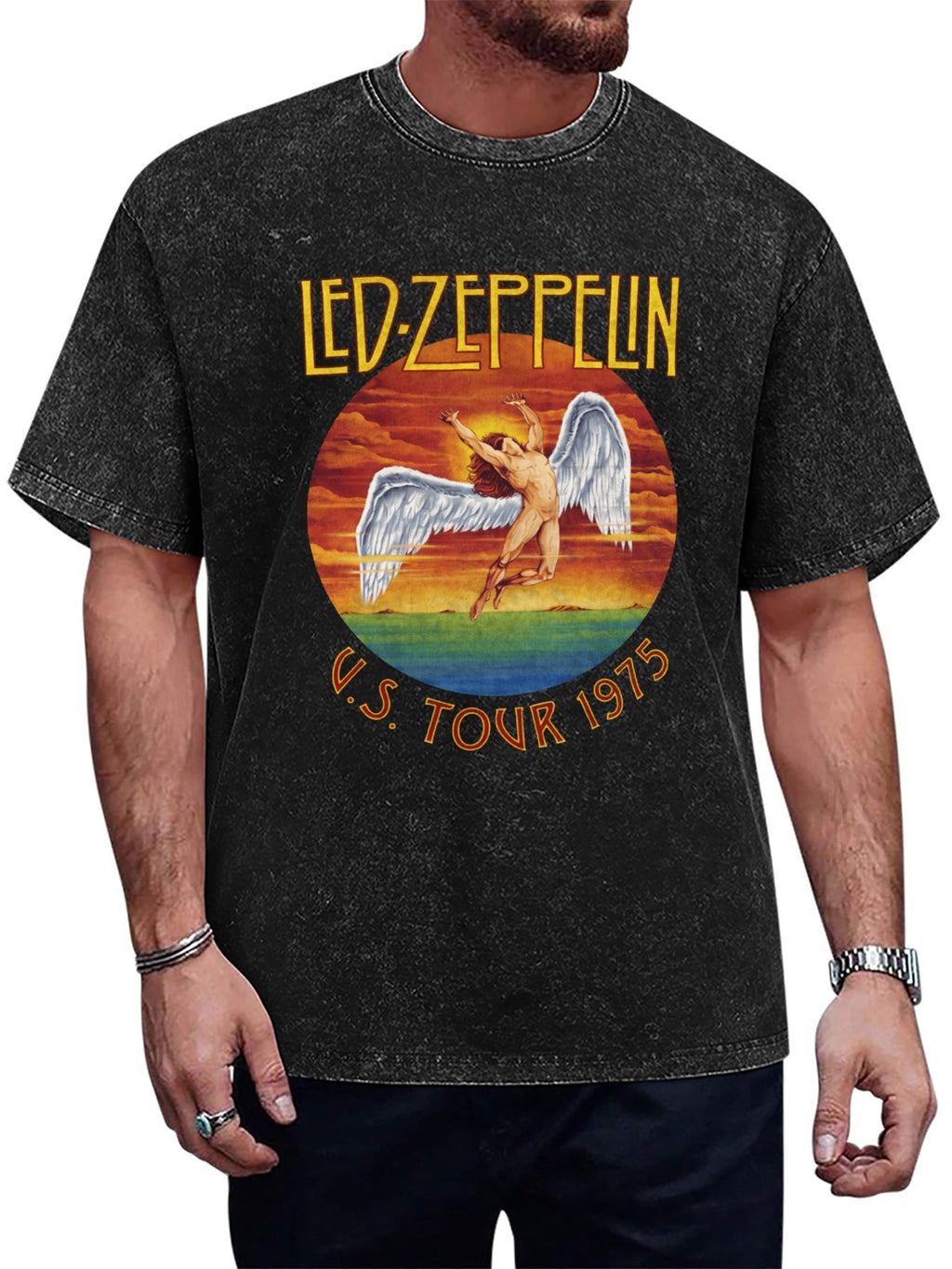 Led Zeppelin U.S. Tour 1975 Winged Angel Graphic T-Shirt