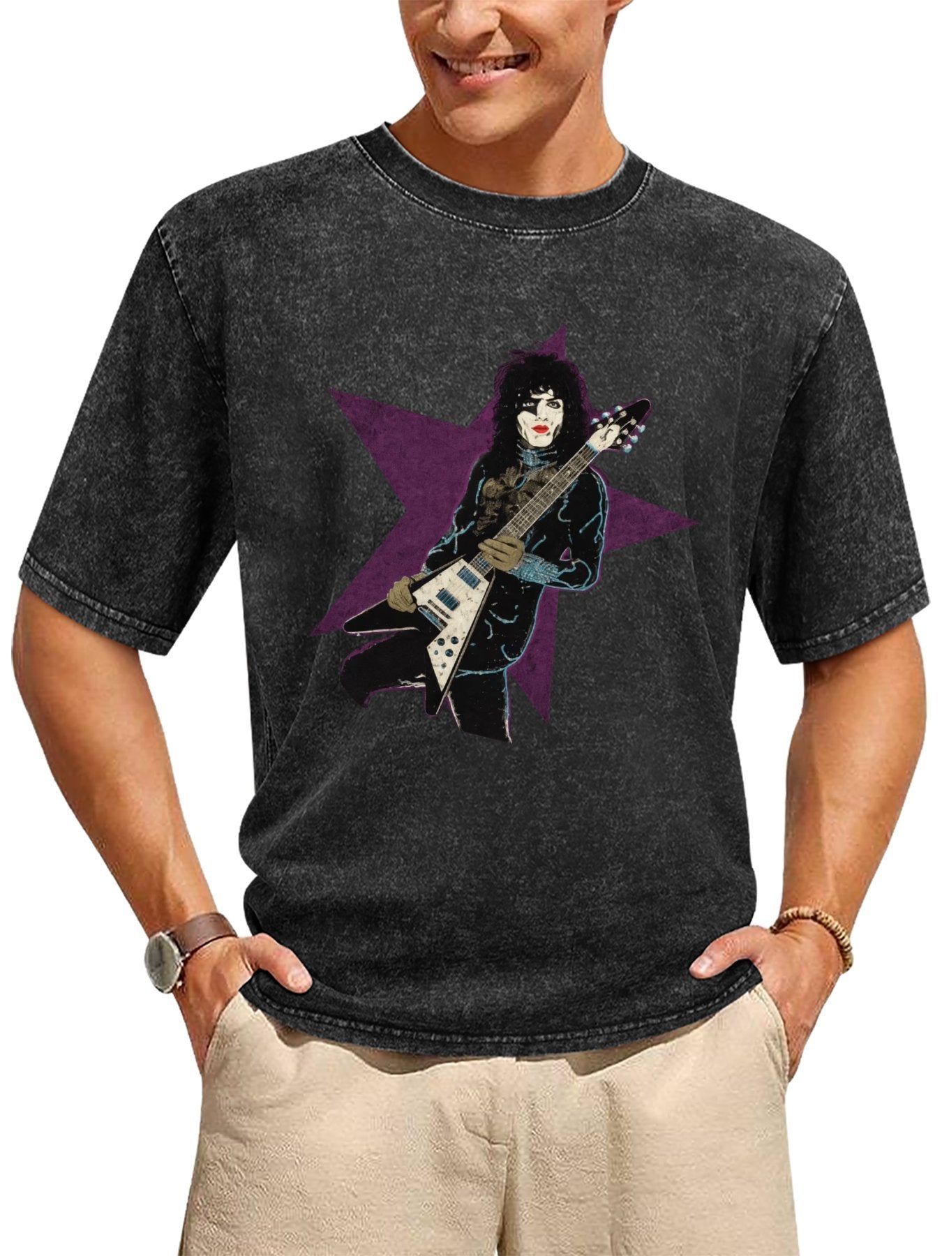 KISS Starchild Guitarist Purple Star Graphic T-Shirt