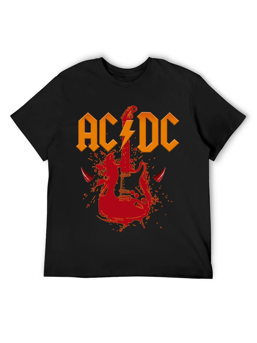 AC/DC Red Guitar Horn Graphic T-Shirt