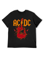 AC/DC Red Guitar Horn Graphic T-Shirt