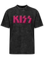 Vintage Washed KISS Pink Logo Graphic T-Shirt