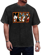 Vintage Washed KISS Band Faces Logo Graphic T-Shirt