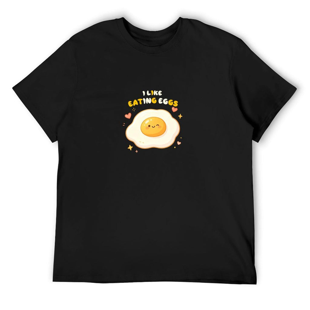 I Like Eating Eggs Graphic Black T-Shirt