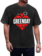 Vintage Washed Green Day Heart Grenade Graphic T-Shirt