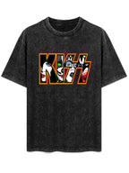 Vintage Washed KISS Band Faces Logo Graphic T-Shirt