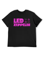 Led Zeppelin Pink Logo Symbols Graphic T-Shirt