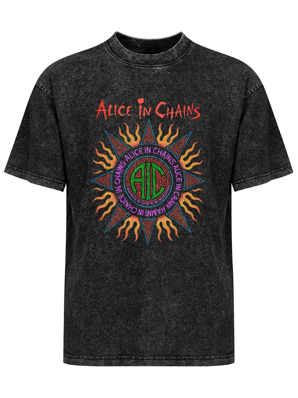 Vintage Washed Alice in Chains Sun Emblem Graphic T-Shirt