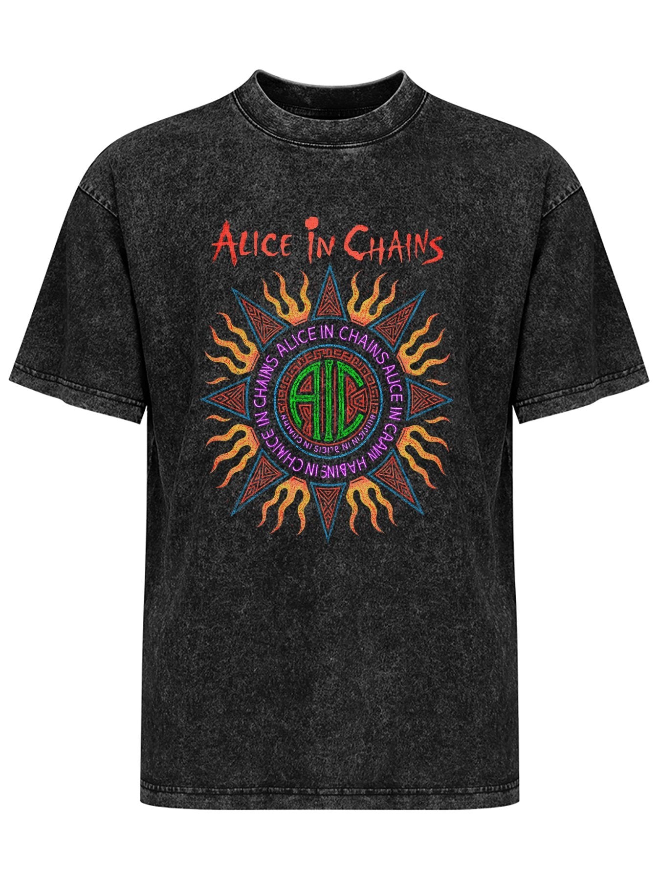 Vintage Washed Alice in Chains Sun Emblem Graphic T-Shirt