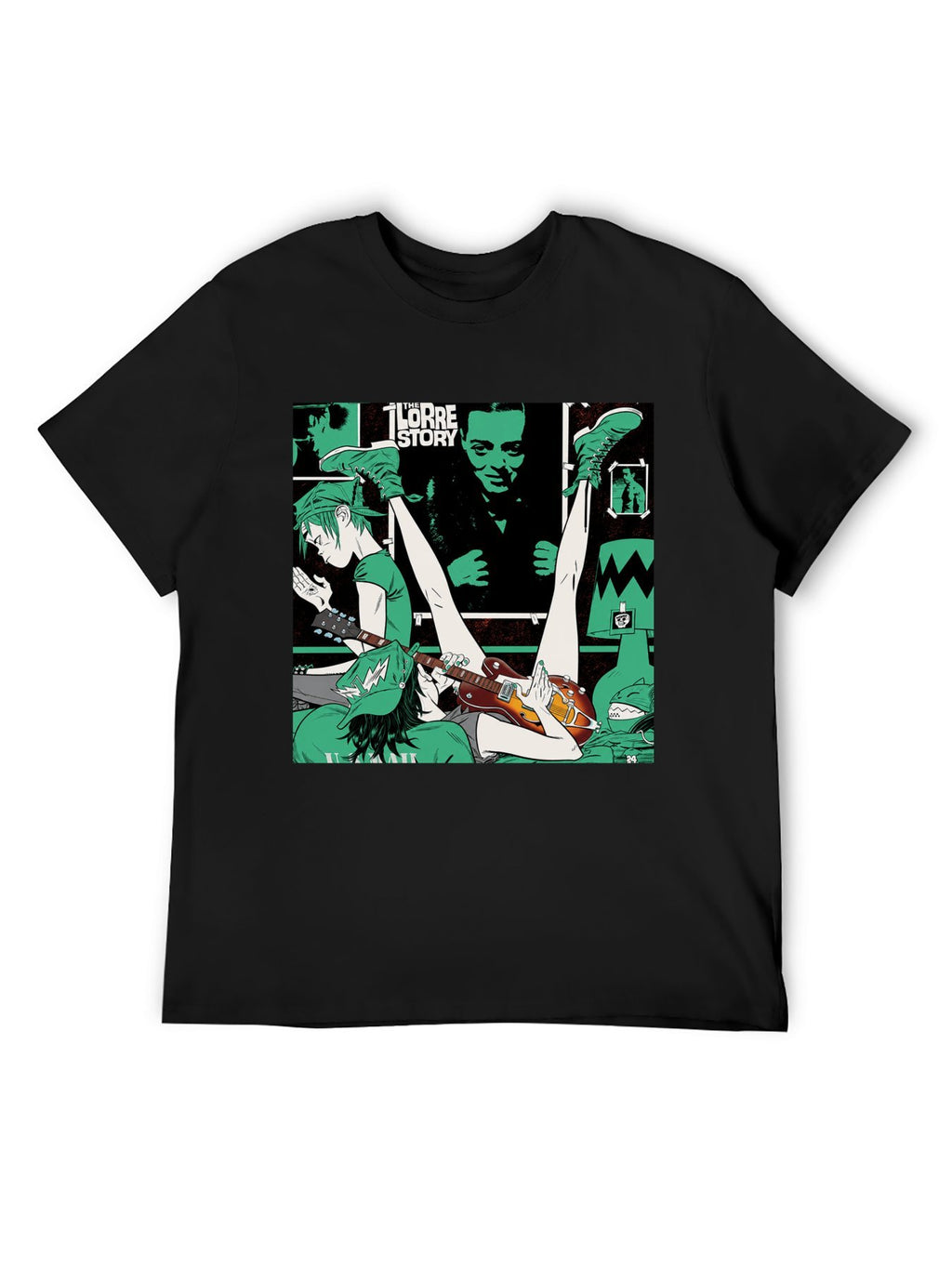 Gorillaz Green Comic Scene Graphic T-Shirt