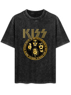 KISS Gold Spotlight Band Portrait Graphic T-Shirt