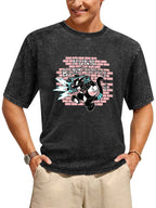 Punk Bunny Coffee Boombox Cartoon Graphic T-Shirt