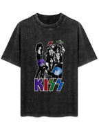 KISS Colorful Parasol Band Portrait Graphic T-Shirt