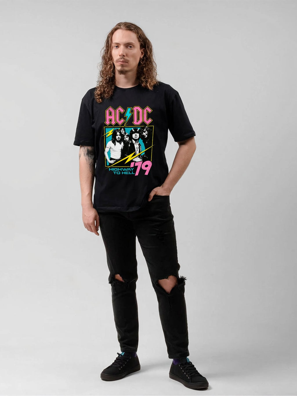 AC/DC Highway To Hell 79 Band Photo Graphic T-Shirt
