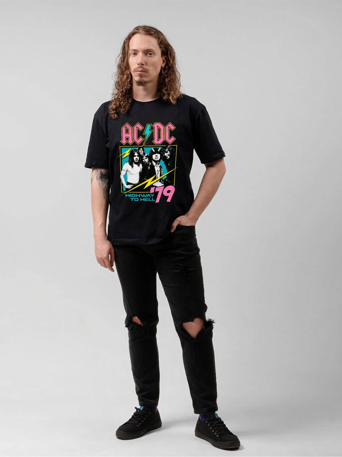AC/DC Highway To Hell 79 Band Photo Graphic T-Shirt