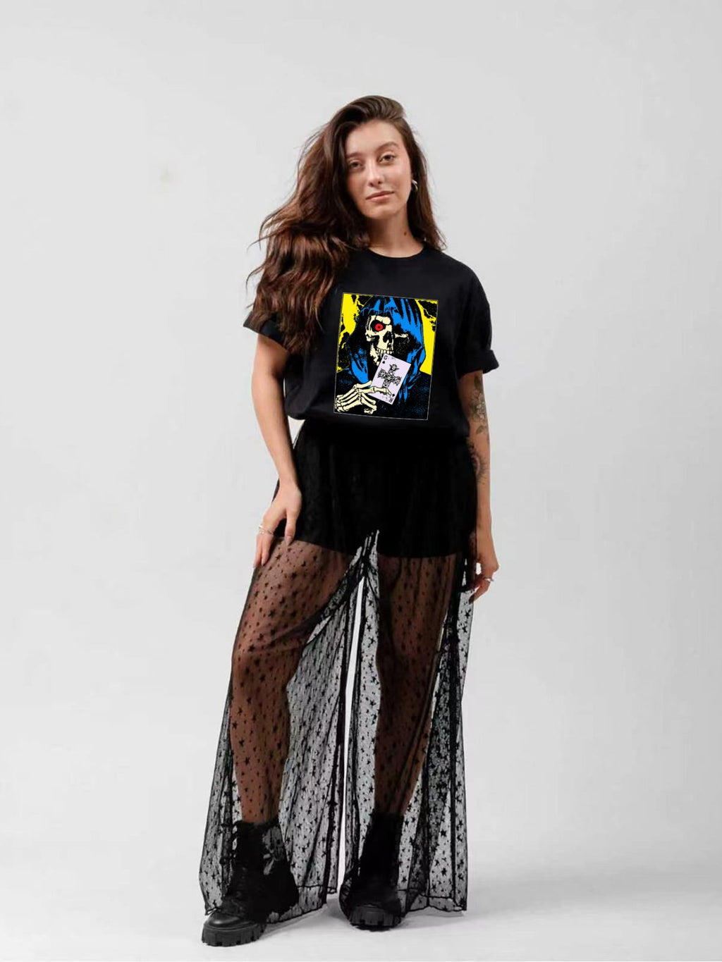 Grim Reaper Playing Card Graphic T-Shirt